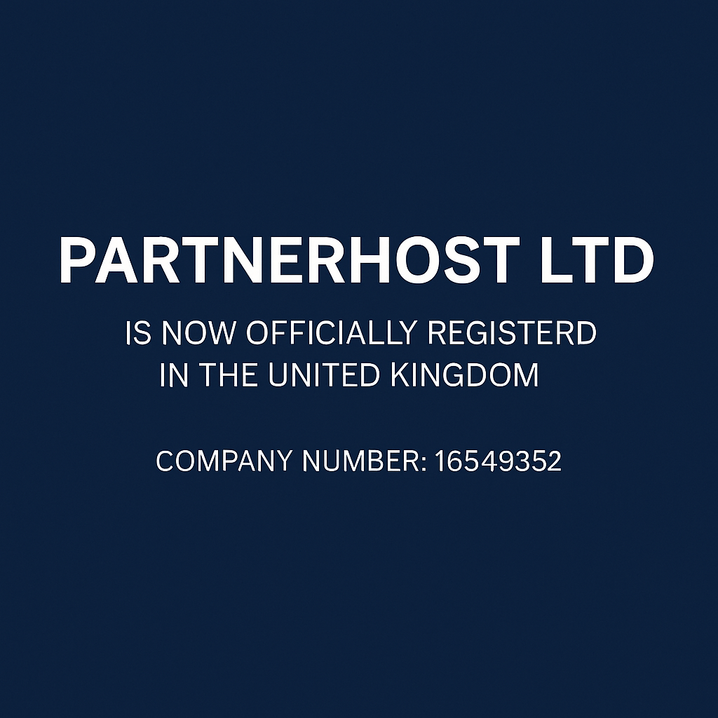 PartnerHost Ltd Is Now Officially Registered in the United Kingdom